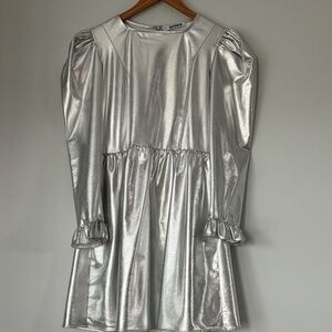 Mini Prairie Dress in Pebbled Silver Size 8